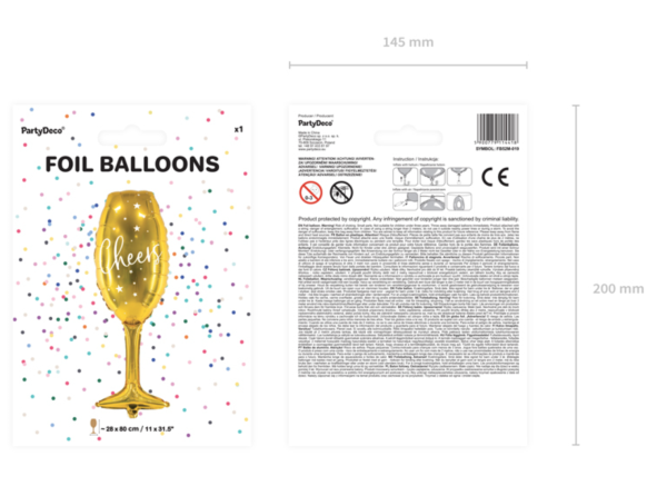 XXL Folienballon Figur - Cheers Flasche Gold - 80cm x 28cm